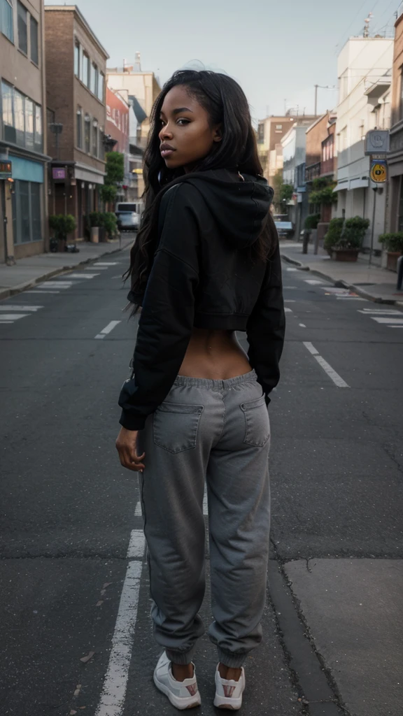 ((masterpiece)), ((best quality)), ((highres)), ((detailed background)), ((extremely detailed CG unity 8k wallpaper)), 2 girl standing straight, big butt, Create a 4K realistic image of two black teen girls, really thin, , no curves
They has black curly hair, they’re black woman ,
Thin , very thin
Ghetto, street, hood
, bum
Facing camera,
thong, whale tail, thong high on hips
Dirty clothes
Ghetto, full clothes, baggy sweatpants, loose pants, sagging pants, pants low, ghetto, thong, whale tail, thong high on hips
Black skin,