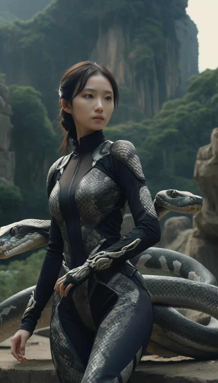 Film still of a young woman, Ancient landscapes, Biomechanical, It became soft, maintenance, Visionary, Ephemeral, snake, 見苦Shii, Sophisticated, Active, shortage々Shii, Raw photo,