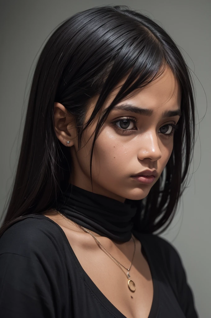 Uma , dedicated-looking, negra, and cold expression