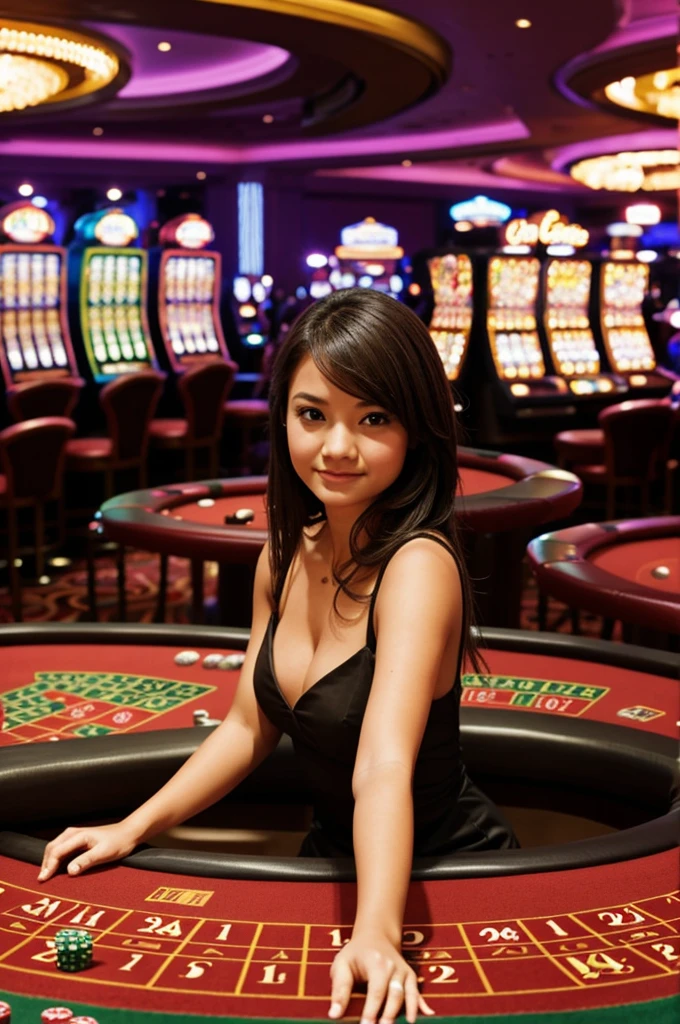 A girl in a casino table landscape