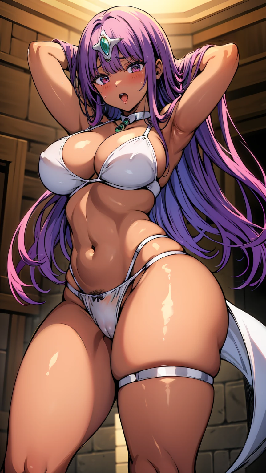 One Woman、Brown Skin、Brown Skin、Manya、Minea、モンバーバラのSisters、Dragon Quest 4、Low - Angle、黒panties、Sisters、panties丸見え、Brown Skin color、Beautiful woman、Very thick thighs、Dancer、fortune teller、Acme Face、Best image quality、High resolution、masterpiece、super high quality、Thick pubic hair、Screaming orgasm face、panties、Very big ass、Very large breasts 、Blushing、4K quality、Blushing、Sweaty all over、Heavy breathing、Steam around the buttocks、Cowboy Shot、Cowboy Shot、{Highest quality}, {so beautiful}, {Very detailed}, {Best illustrations}, Usage notes,