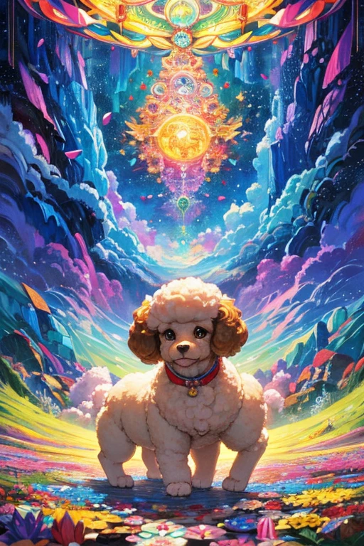 Experience the whimsical world of Naoki Saito through this enchanting Toy Poodle illustration. Naoki Saito's distinctive style is characterized by vibrant colors, intricate details, and a touch of surrealism, and all these elements converge to bring this artwork to life.

In this mesmerizing piece, the Toy Poodle is transformed into a magical creature, its fur adorned with a kaleidoscope of vibrant hues that burst forth from the canvas. Saito's meticulous attention to detail creates a sense of depth and texture in the Poodle's fluffy coat, making you want to reach out and touch it.

Set against a backdrop of fantastical landscapes and dreamlike scenery, the Toy Poodle becomes a fantastical companion, inviting you to explore this captivating world. Naoki Saito's masterful use of color and composition draws you into a narrative that's both playful and profound.

This artwork not only celebrates the beauty and charm of the Toy Poodle but also invites you to embark on a visual journey through the imagination of one of today's most visionary artists. It's a delightful fusion of canine elegance and surreal wonder that's sure to captivate art enthusiasts.

Bring a touch of magic and artistry into your life with this Toy Poodle illustration in Naoki Saito's style, and let it transport you to a world where dreams and reality intertwine,