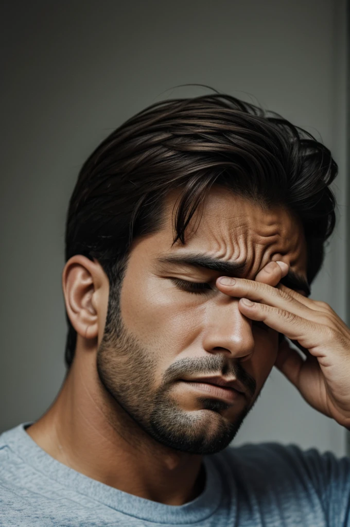 Un hombre triste escuchando musica