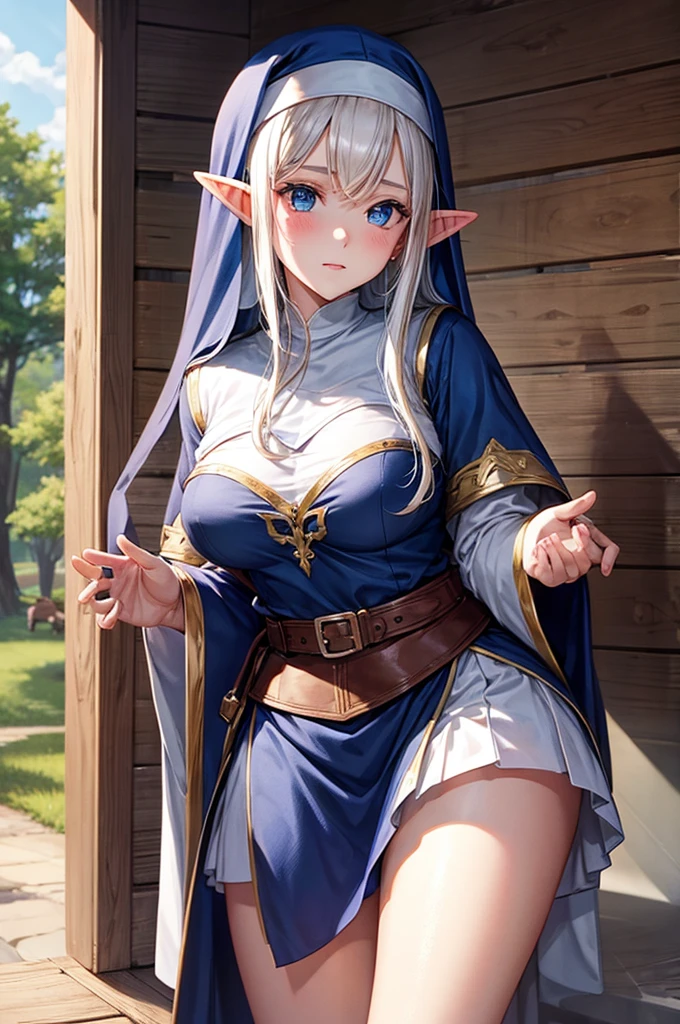 1girl, elf, nun