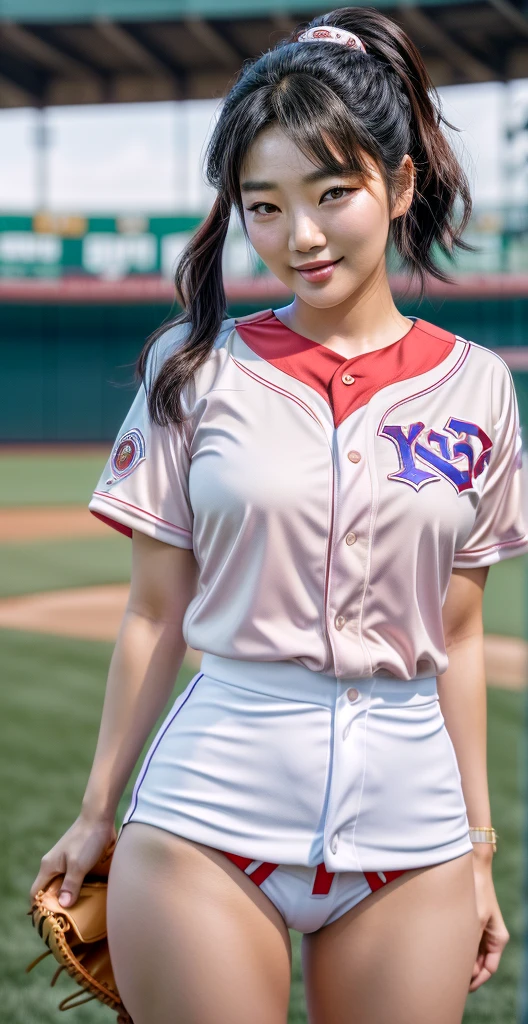 Shaggy Asian woman in a baseball uniform posing for a photo, beautiful south mulher coreana, jogadora de beisebol feminina, retrato de mayuri shiina, coreana, gorgeous young mulher coreana, mulher coreana, hwang se-on, Lee Ji-eun, sakimichan hdri, Lee Ji-eun, Tae June Kim, heonhwa choe