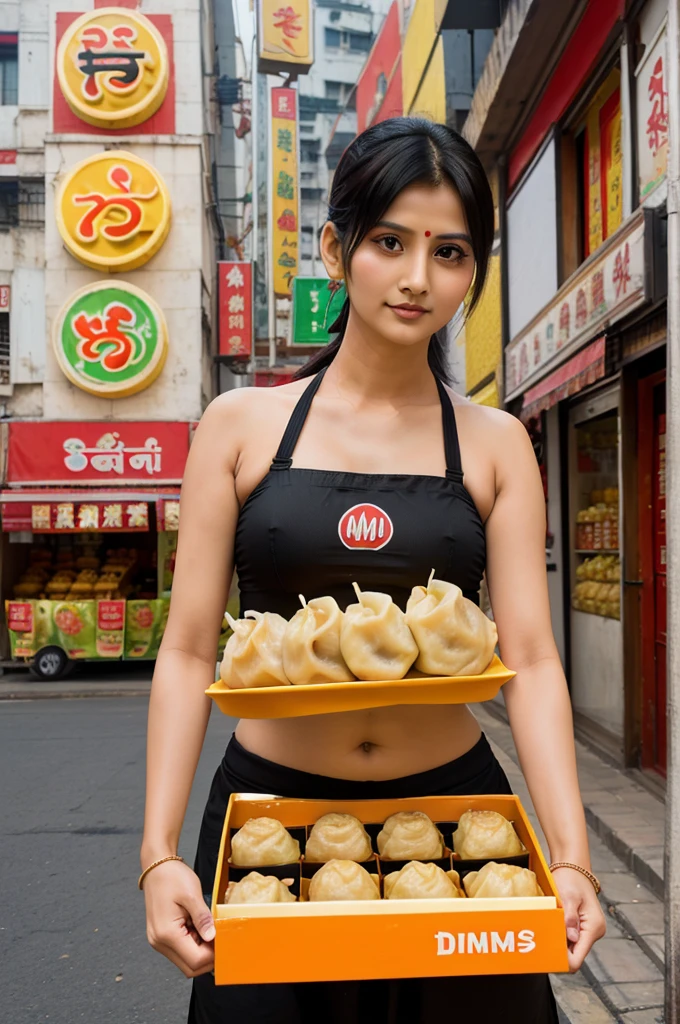 ((dimsum food)), ((logo)), ((momo)), ((Momo Express)), ((logo design)), ((model selling dimsums)), ((Indian Shop)), ((Momo Express Written)), ((Indian Street)), ((Hindi))