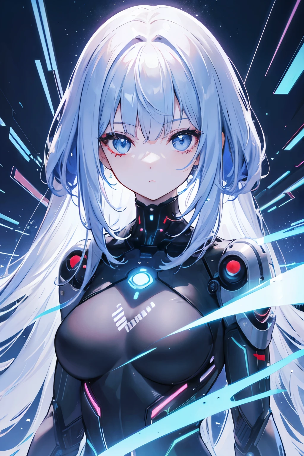 A beautiful futuristic cybernetic girl with hair with strands of neural networks, Futurism, UHD, super detail, best quality, 8k