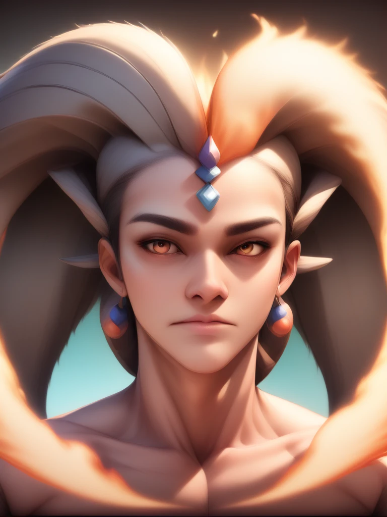 Fraction_9,Fraction_8_up,Fraction_7_up,Fraction_6_up,Fraction_5_Direction_4_up,portrait,Wild,whole body,epic,Gradient background,sit, Six tails,Fire background