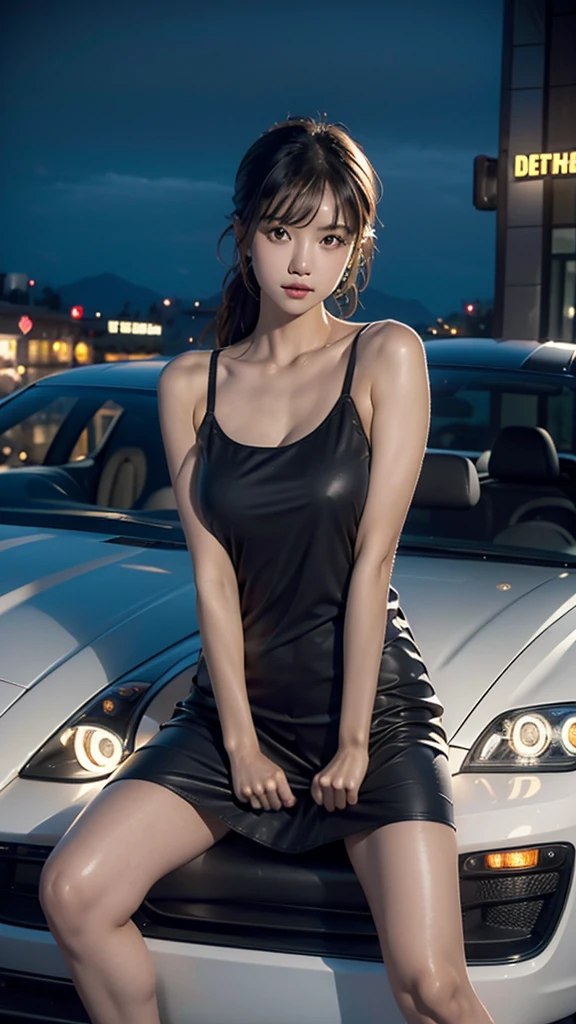 Real Beauty、Sports Car Prompt、Sit on top of the car、Night view、camisole