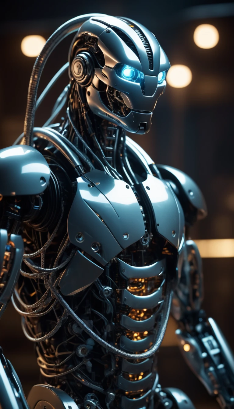 Translucent movie stills (Cybernetic robot snake:1.5), (Glowing Veins:1.3) (The cable enters the body, circuit:1.3), Very detailed, Vignette, Very detailed, High budget, Bokeh, Sulky, amazing, nice, Film Grain, granular