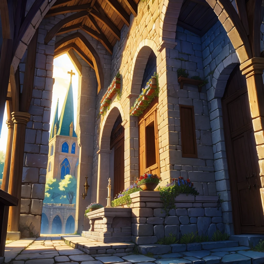 medieval nature building with magical altar