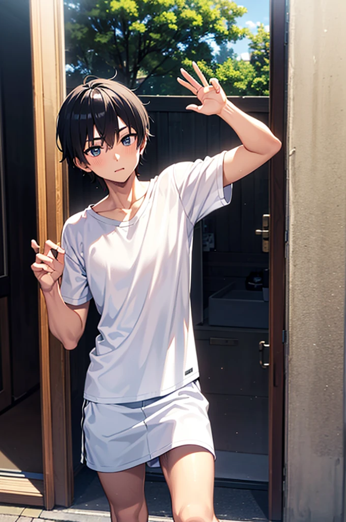 cool,,,,Refreshing athletic guy,,,boy,boys,charm,main character,Action,Vibrancy,youth,Japanese high school student style,Magazine talent style,clavicle,Slim figure,Big white t-shirt,,,Male Focus,Breeze,Dust,Natural light,face,hand,eye,Biologically correct,Smooth,
