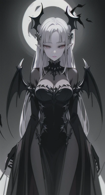 Queen Zelda, spiked wings, silver hair, dark castle, obsidian armor, pale white skin, ghostly appearance,