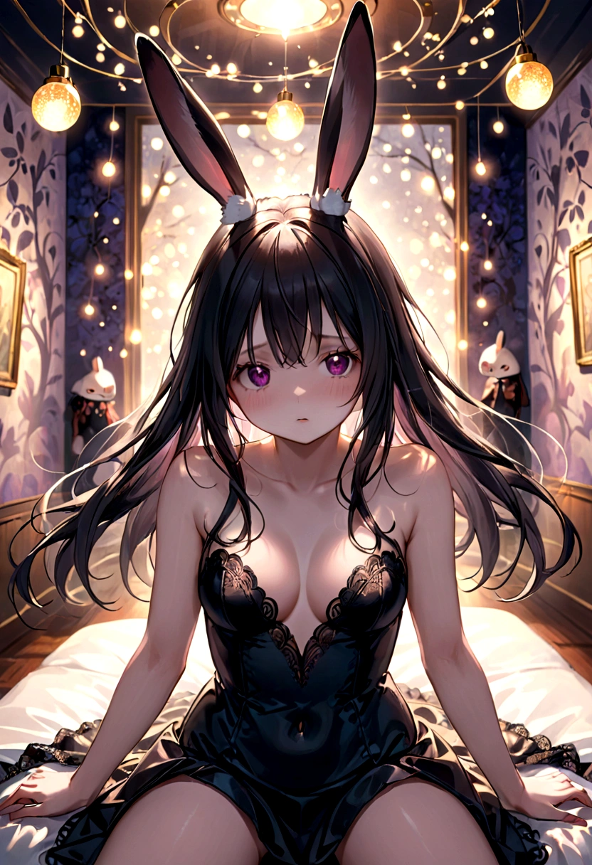 Hallucinations, Fantasy , nightmare , Insane Dream , Bokeh Female Bunny , Please pull it out with my body. , room