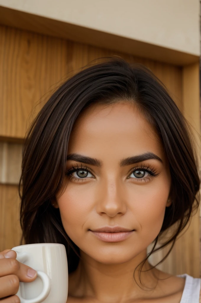 Chica simple con ojos cafe pelo cafe y pecas
