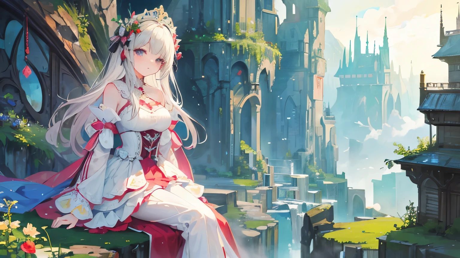 ((Highest quality)), ((masterpiece)), (detailed),Fantasy Dream Landscape Beautiful Girl