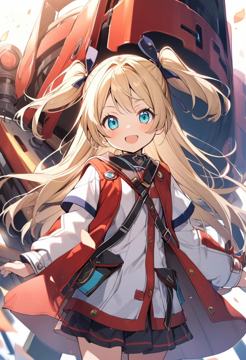 1girl 10 years old,two side up,long hair,blonde hair,turquoise eyes,red backpask,randoseru