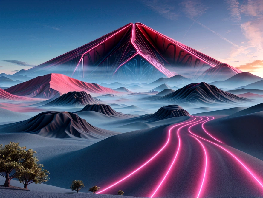 an image that features a digital or futuristic landscape, perhaps with a 3D-rendered figure looking out over it, symbolizing the exploration of AI-generated content. You could use vibrant colors and digital motifs to emphasize the AI aspect.