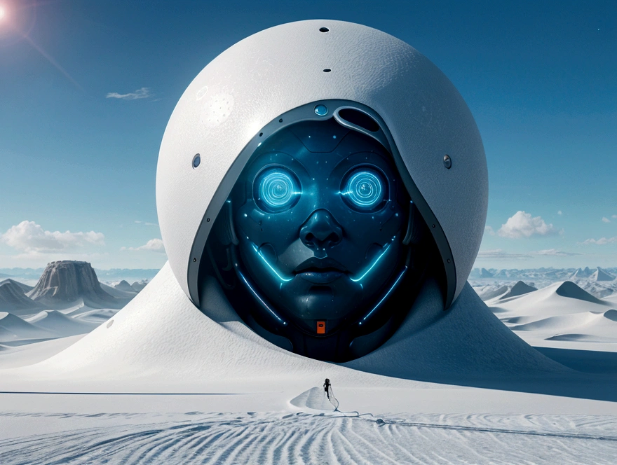 an image that features a digital or futuristic landscape, perhaps with a 3D-rendered figure looking out over it, symbolizing the exploration of AI-generated content. You could use vibrant colors and digital motifs to emphasize the AI aspect.