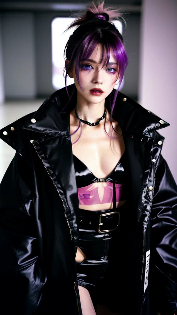 フェイスペイントをしたサイボーグのBeauty, whole body, cyber punk, Fashion Model, Beauty, Francis Bacon's painting style