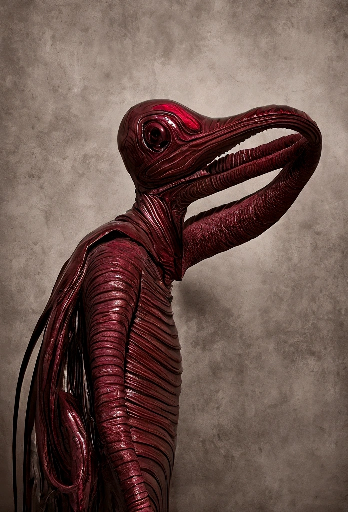 Tiro de medio cuerpo, hyperrealism photography, Beautiful model with avant-garde gelatin xenomorphic nun mask, cubierto de sangre, Renderizado de octanaje