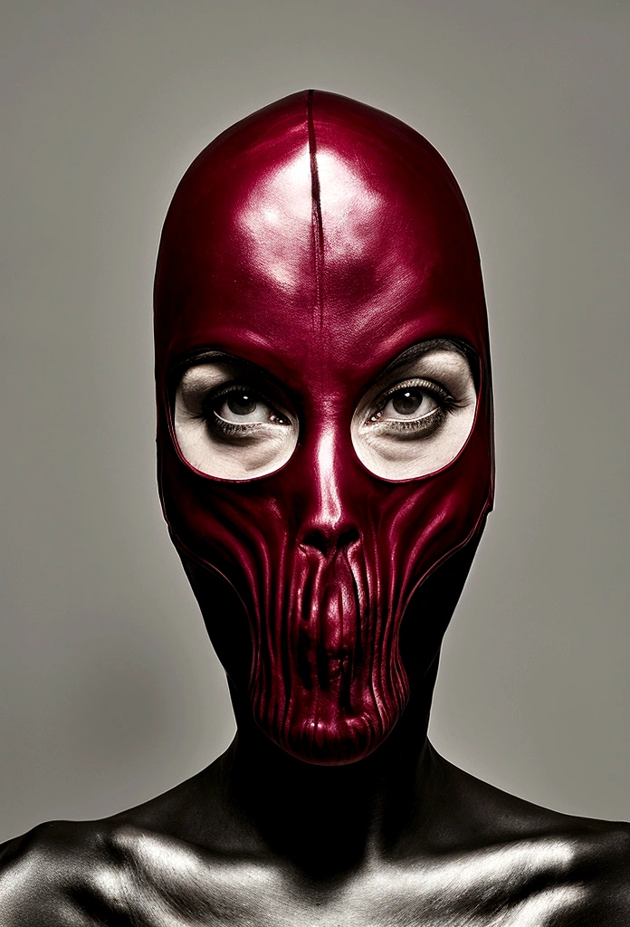Tiro de medio cuerpo, hyperrealism photography, Beautiful model with avant-garde gelatin xenomorphic nun mask, cubierto de sangre, Renderizado de octanaje