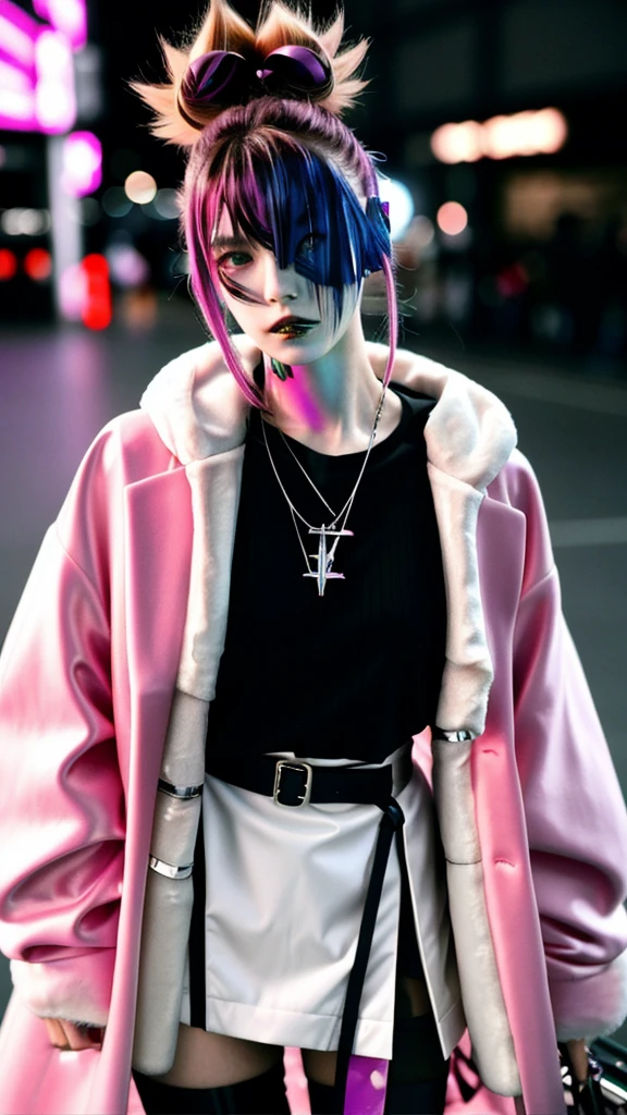 フェイスペイントをしたサイボーグのBeauty, whole body, cyber punk, Fashion Model, Beauty, Francis Bacon's painting style