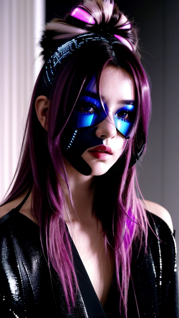 フェイスペイントをしたサイボーグのBeauty, whole body, cyber punk, Fashion Model, Beauty, Francis Bacon's painting style