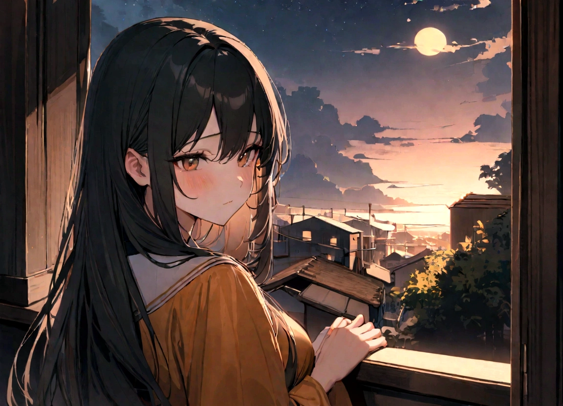 panoramic (in the night Countryside Tian Ying), (detailed background is Beautiful stream, full moon and many detailed fireworks), (back style, in a kimono), break, ((8girls)), look at fireworks, (1 girl is blue long hair), (1 girl is silver long hair), (1 girl is ponytail green hair), (1 girl is brown bob short hair), (1 girl is brown long hair), (3 girls are black long hair), BREAK, perfect anatomy, masterpiece, best quality, 16k, beautiful detailed grow, daydreaming expression.