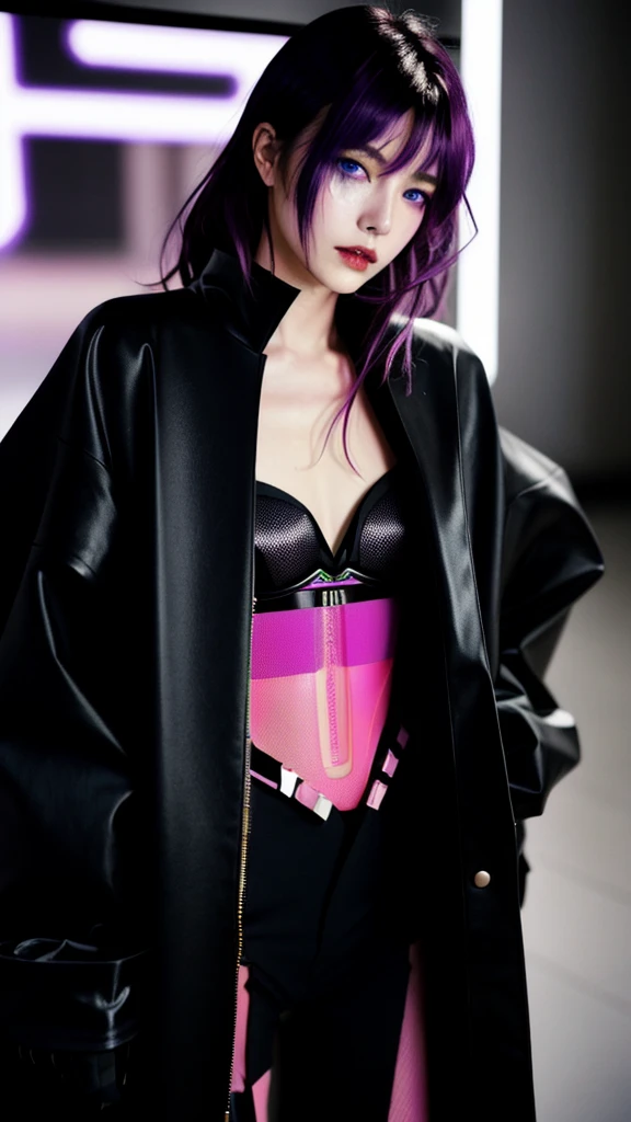 フェイスペイントをしたサイボーグのBeauty, whole body, cyber punk, Fashion Model, Beauty, Francis Bacon's painting style