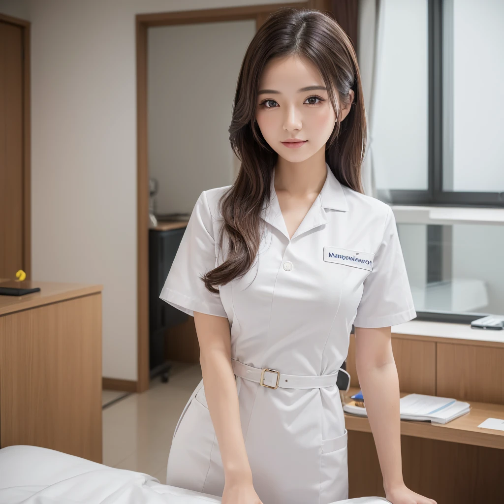 ((Highest quality, 8k, masterpiece :1.3)), whole body, Sharp focus :1.2, Beautiful woman with perfect figure :1.4, , Highly detailed face and skin texture, Fine grain, Hospital uniforms, nurse, Nurse Wear , Indoor scene, office,japanese girl, jaanese idol,