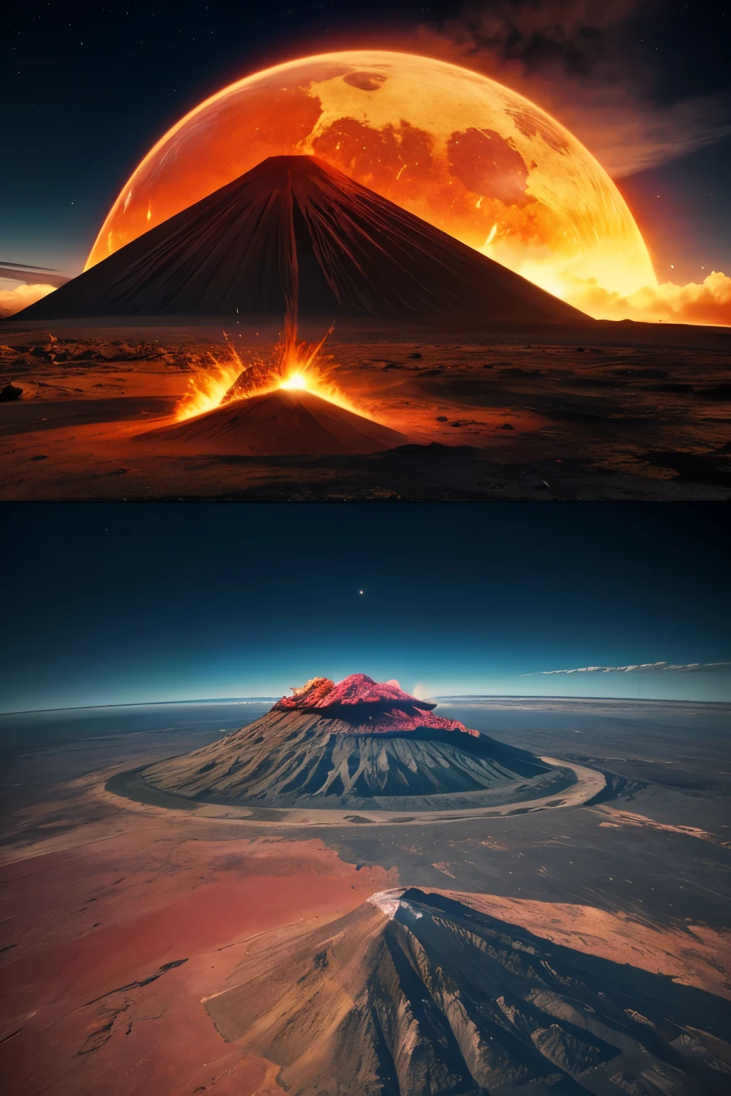 Create a super gaint valcano, earth is about to end hd realistic image