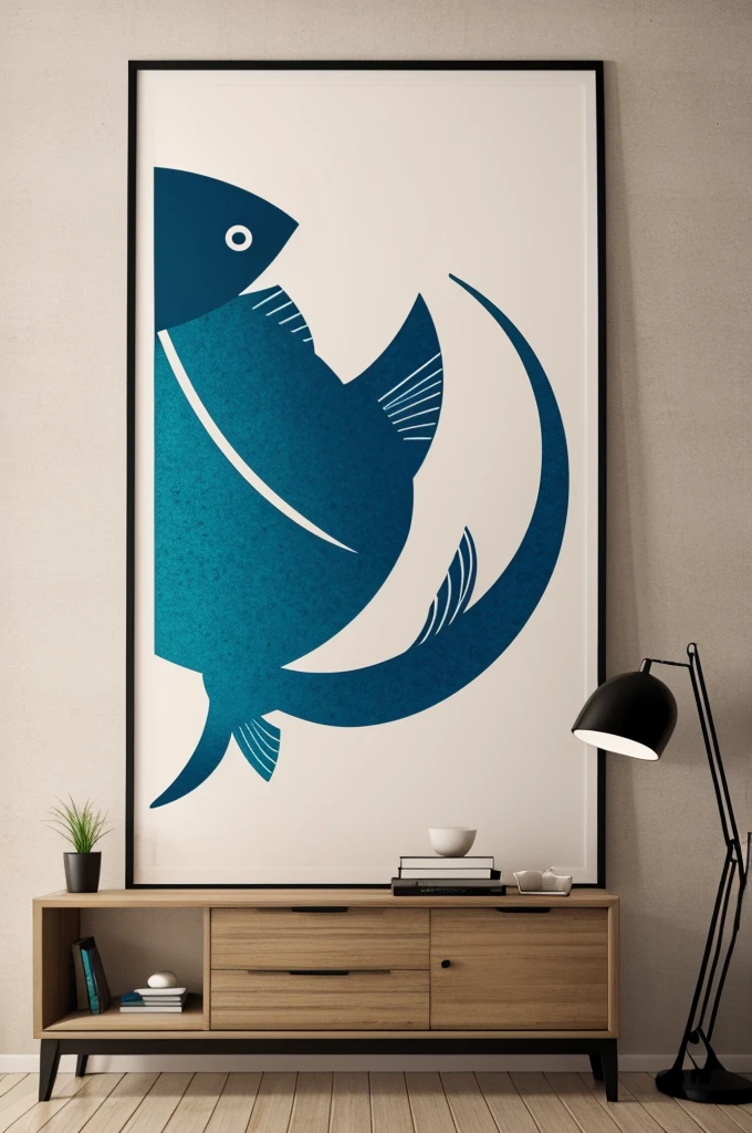 Wall art abstract simple design fish
