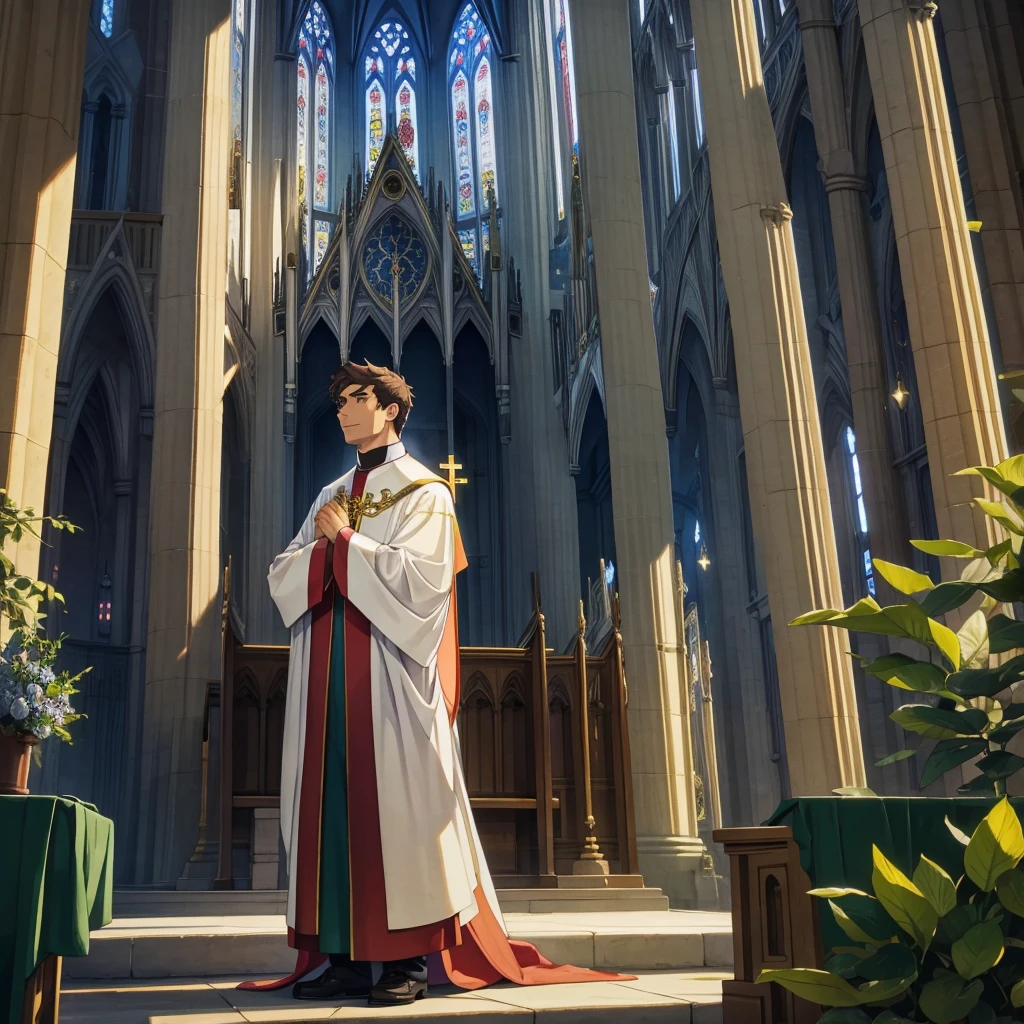 nature creature as a priest at the cathedral