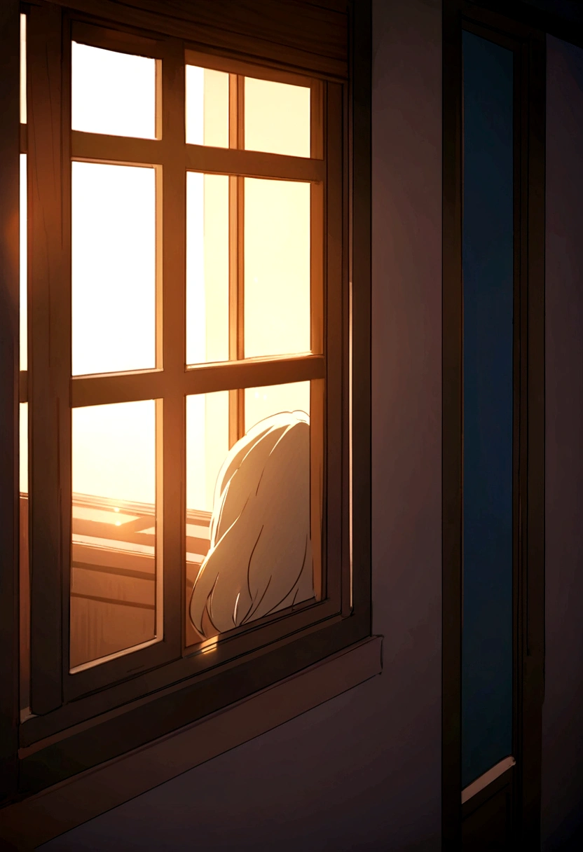soft lighting, soft light from the window, golden hour sunlight, soft glowing windows, soft window light, studio ghibli sunlight, afternoon sunlight, lofi portrait at a window, watching the sun set. anime, open window ib background, sunset light, realistic afternoon lighting, anime keyframe