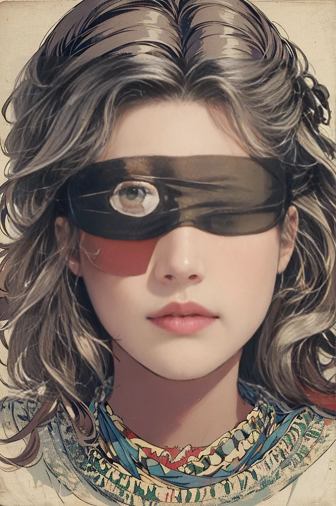 (masterpiece, top quality, best quality, official art, beautiful and aesthetic:1.2),
blindfold,(Eye Patch:1.5), solo, 1girl, open mouth, long hair, long sleeves, bangs, smile, upper body, bandages, shirt,
extreme detailed,highest detailed, optical mixing, playful patterns, lively texture, unique visual effect