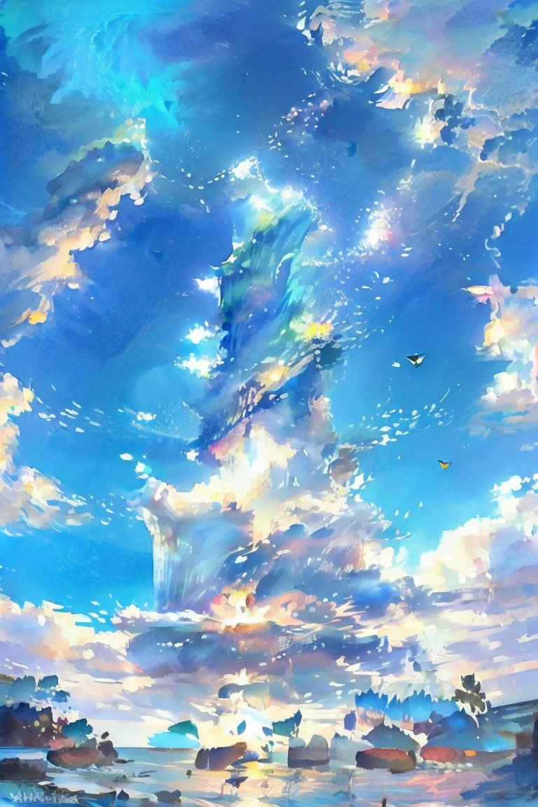 ((masterpiece, highest quality)), breathtaking underwater landscape, seen from the perspective of a diver, colorful corals and a gracefully swimming sea turtle, the water shimmering with light, creating a calming and beautiful environment.