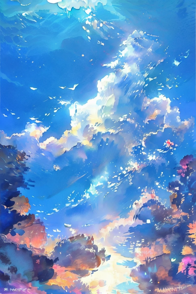 ((masterpiece, highest quality)), breathtaking underwater landscape, seen from the perspective of a diver, colorful corals and a gracefully swimming sea turtle, the water shimmering with light, creating a calming and beautiful environment.