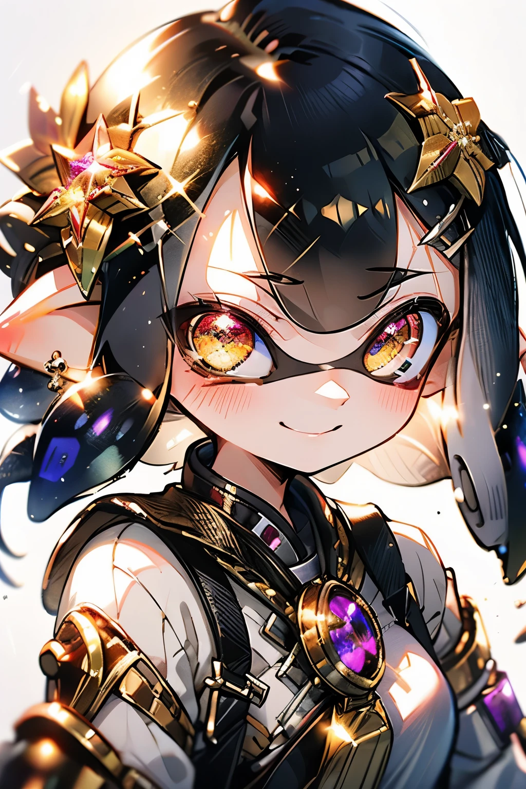 Immerse yourself in the elegance and sophistication of a beautiful Splatoon girl with captivating sparkling golden eyes. Utilizing 3D technology and Octane rendering at 8K resolution、Her face is drawn in a very realistic way。. Exquisite sharp details and smooth rendering style, Combined with film studio lighting, This work of art will be a true masterpiece.. We hope ArtStation will be a trendsetter in the digital art community.、Get ready to turn heads.blush、smile