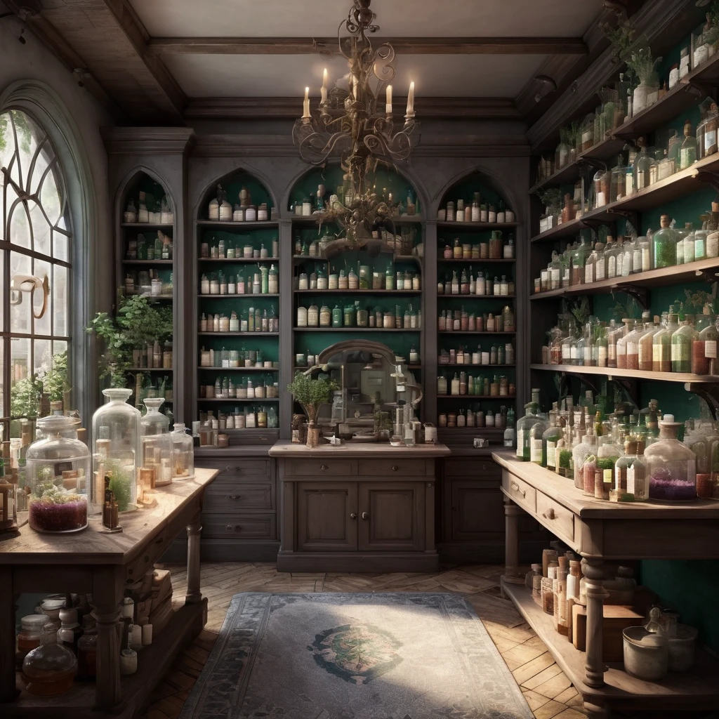 Create an incredibly imaginative and visually stunning image titled "Apothecary YouTube." Imagine a whimsical, magical apothecary shop set in a fantastical world, where an eclectic mix of potions, herbs, and mystical ingredients are displayed. The scene is a charming blend of old-world apothecary aesthetics and modern YouTube studio elements.
In the foreground, a charismatic apothecary with a hint of eccentricity is presenting a potion-making tutorial, surrounded by shelves filled with colorful bottles, glowing vials, and ancient books. The apothecary is dressed in a mix of traditional robes and modern accessories, like a stylish headset and a trendy apron with mystical symbols.
The background features a beautifully organized workspace, with a wooden counter cluttered with alchemical tools, magical artifacts, and ingredients like dragon scales, phoenix feathers, and enchanted flowers. A large, ornate mirror reflects the scene, adding depth and a touch of enchantment.
Floating around the apothecary are holographic screens displaying comments, likes, and views from the YouTube channel, blending seamlessly with the magical atmosphere. The shop is lit with a warm, inviting glow, enhanced by soft, colorful lights from the various potions and magical items.
The color palette should be rich and vibrant, with warm earth tones, bright potion colors, and soft, magical glows. Use detailed, whimsical lines to capture the intricate beauty and charm of the apothecary shop.
The entire image should evoke a sense of wonder, creativity, and the enchanting blend of magic and modernity, capturing the unique and captivating world of an apothecary YouTube channel.