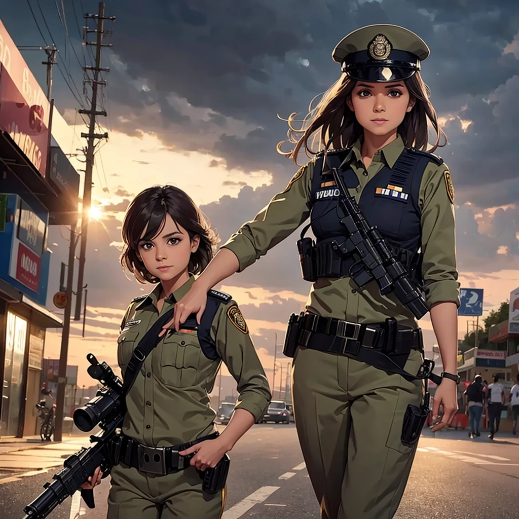 An indian beautifull female police officer in cinematic style