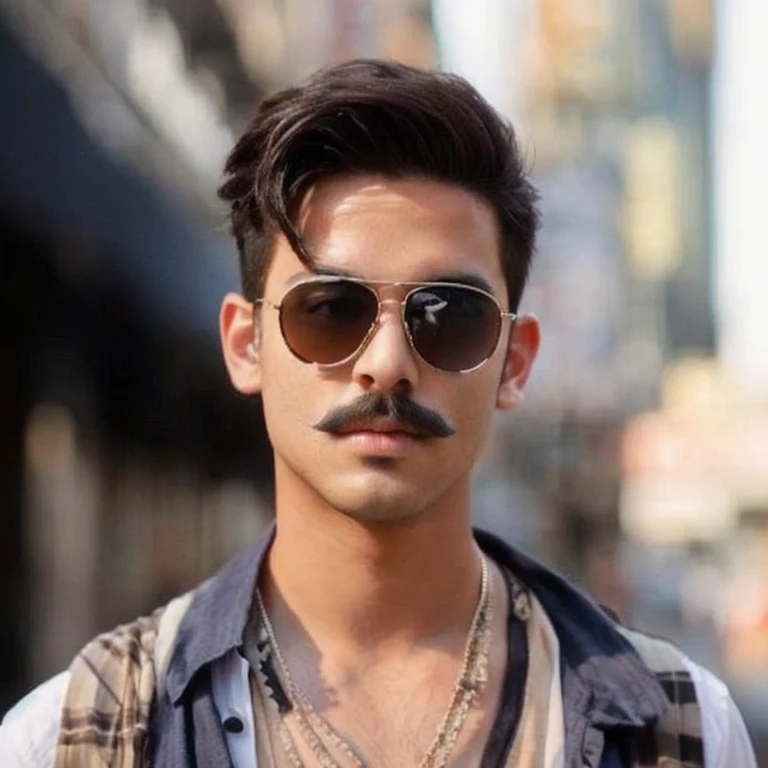 ชายขี้โมโหhave a mustacheและแว่นกันแดดอยู่บนถนนในเมือง, have a mustache, Handsome Chad Chin, Seb McKinnon style, have a mustacheที่ถูกขลิบแล้ว, Headshot profile picture, Rick Dai, Zigor Samaniego Style, thick mustache,, Thin mustache, เขาhave a mustacheแบบฝรั่งเศสใหญ่, handsome face, In Lammanh style, Mohamed Shahin style, with sunglasses