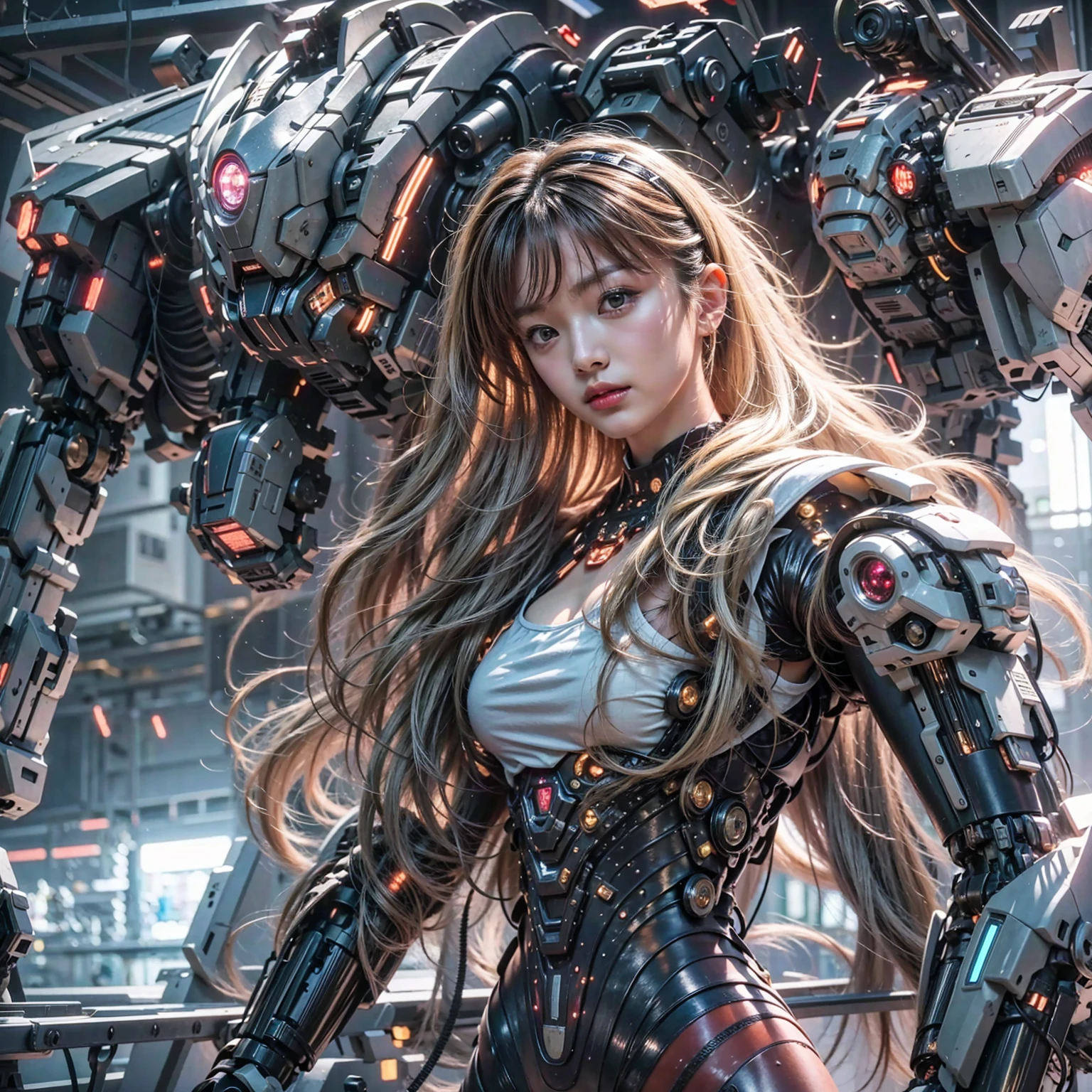 (masterpiece, best quality:1.2), (8k uhd, 16k, 32k, ultra high res), Steampunk, fictional WWII former Japanese Imperial Army armored car and cyborg Japanese female soldier, beautiful face, torn pants, dirty clothes, very intricate details, olive drab paint, peeling paint, weathering, fortress attack, realistic photo, taken with Fuji film X-T30+Nokton. HDR10