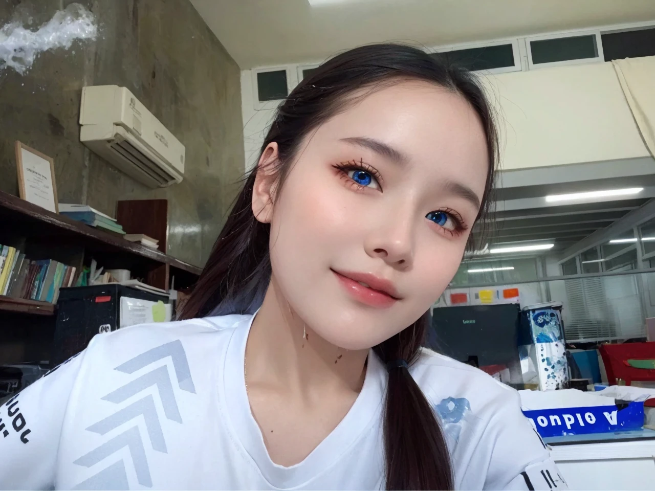(national foundation),(((off-the-shoulder shirts))),masterpiece, (masterpiece, best quality, high resolution), Anime Wind, White background, acrylic paint, ((splash of color, splash ink, splash of color)), best quality, 1 girl, (rich and colorful),(Exquisite eyes and face), Red Half-rimmed Glasses,Volumetric light, Ray tracing, Half-length photo ,Extremely detailed CG unified 8k wallpaper,alone,Smile,((Fly petals)),fantasy, wind, magic sparks, blue hair,semi long hair,blue eyes