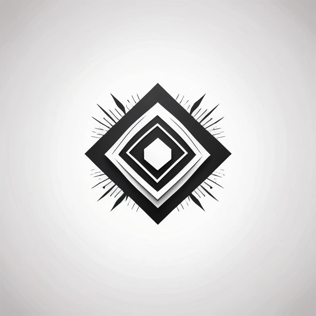 technology logo design. with a geometric style, flat, without color gradations, with neat shapes in black and white, monochrome