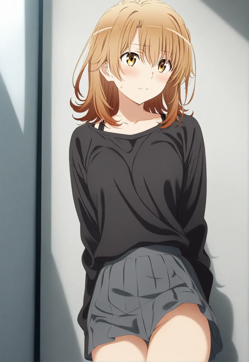 1girl, (isshiki iroha, yahari ore no seishun lovecome wa machigatteiru, brown hair, brown eyes), , thigh, perfect face, perfect anatomy, light rays, photo background, extremely delicate body, smooth skin, feminine expression, (cristal clear eyes, beautiful face), (anime style:0.8), highres, (artist m-da s-tarou:0.2), (best quality)