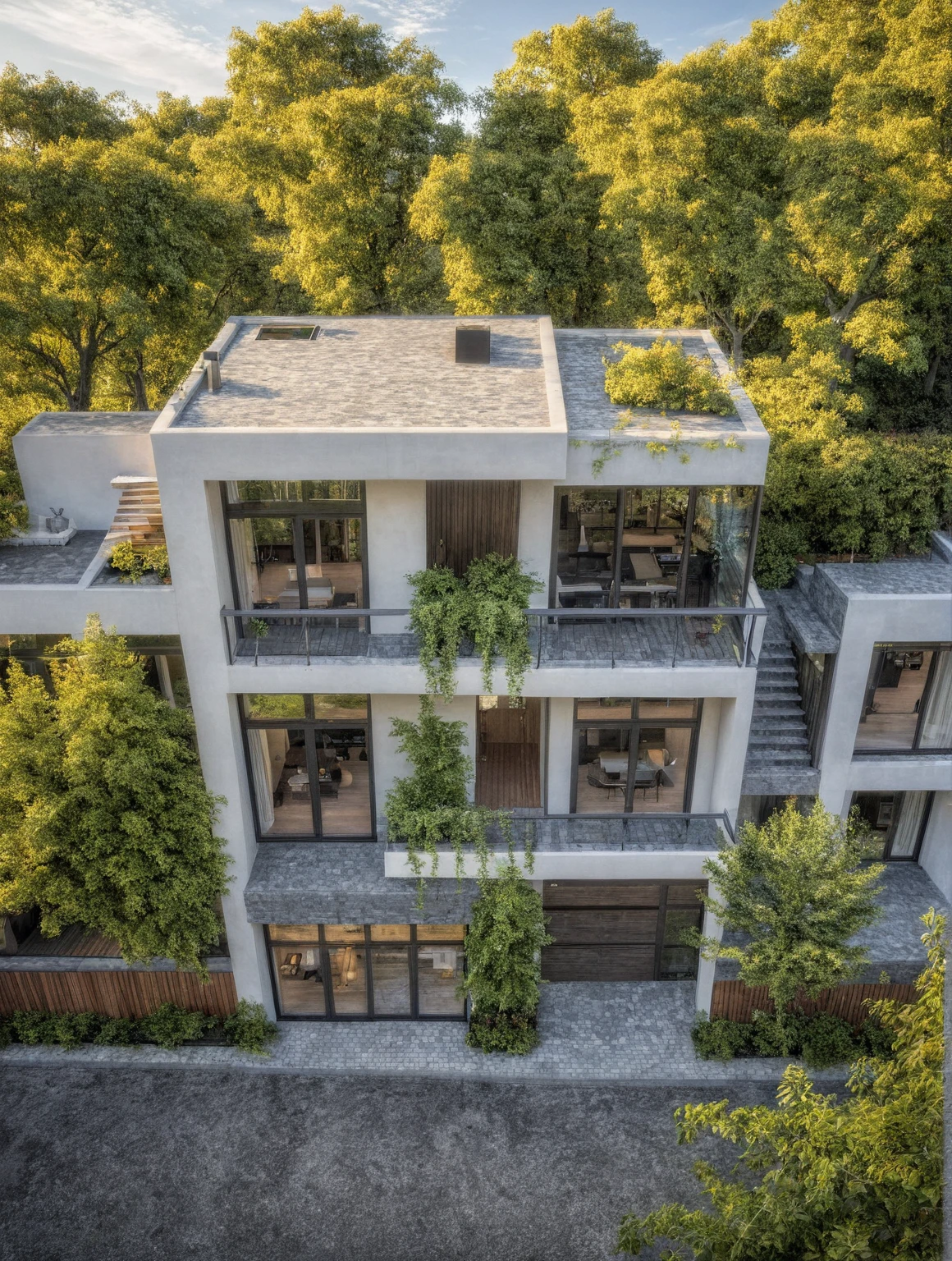 villa moderne, (style moderne:1.2), exterior design, vue de perspective, (block sidewalks and asphalt roads), (la maison du voisin d&#39;Beside), (jour light sky background), Arbres bas autour de la maison, atmosphère globalement paisible photo cinématographique, (L&#39;neutral lighting suitable for the modern villa, clear color thermometer sunlight 5500 KEVIN), Hyperrealistic art, professionnel, 8k, very detailed ï¼, (visualisation de la conception architecturale), (reflection), (se concentrer sur un objet), (material normal bump real reflection), (Scattered light), (hidden light) (rayon de lumière), (lumière multifaisceaux), (rayon de soleil) (multi-level reflection), (rendu de visualisation du logiciel corona:1.2),(((best quality))), ((chef-d&#39;artwork)), ((meilleure illustration)), ((meilleures ombres)), ((great detail)), (Lignes complexes), (photorealism),(hyper detail), ((archaic)), ((Award-winning design)), (dynamic light), ((jour)), (Lumière parfaite), (Shimmering light), ((photorealistic)), ((complex detail)), ((extreme detail)), ((science)), ((hyper-detail)), ((great detail)), ((super realistic)), ((Crazy Detail)), ((rendu d&#39;octane)), ((cinematic)), ((tendance sur artstation)), ((High fidelity)), ((video)), ((croustillant)), ((Brillant)), ((Superbe)), ((Attrayant)), ((High quality)),((pointu))((Brillant)), ((Superbe)), naturel, ((Attrayant)), ((Enlightening)), ((impeccable)), ((High quality)),((pointu edge render)), ((moderately soft lighting)), ((rendu photographique)), ((detailed archiving)), {real environment|spring adjustment|espace de style tropical}