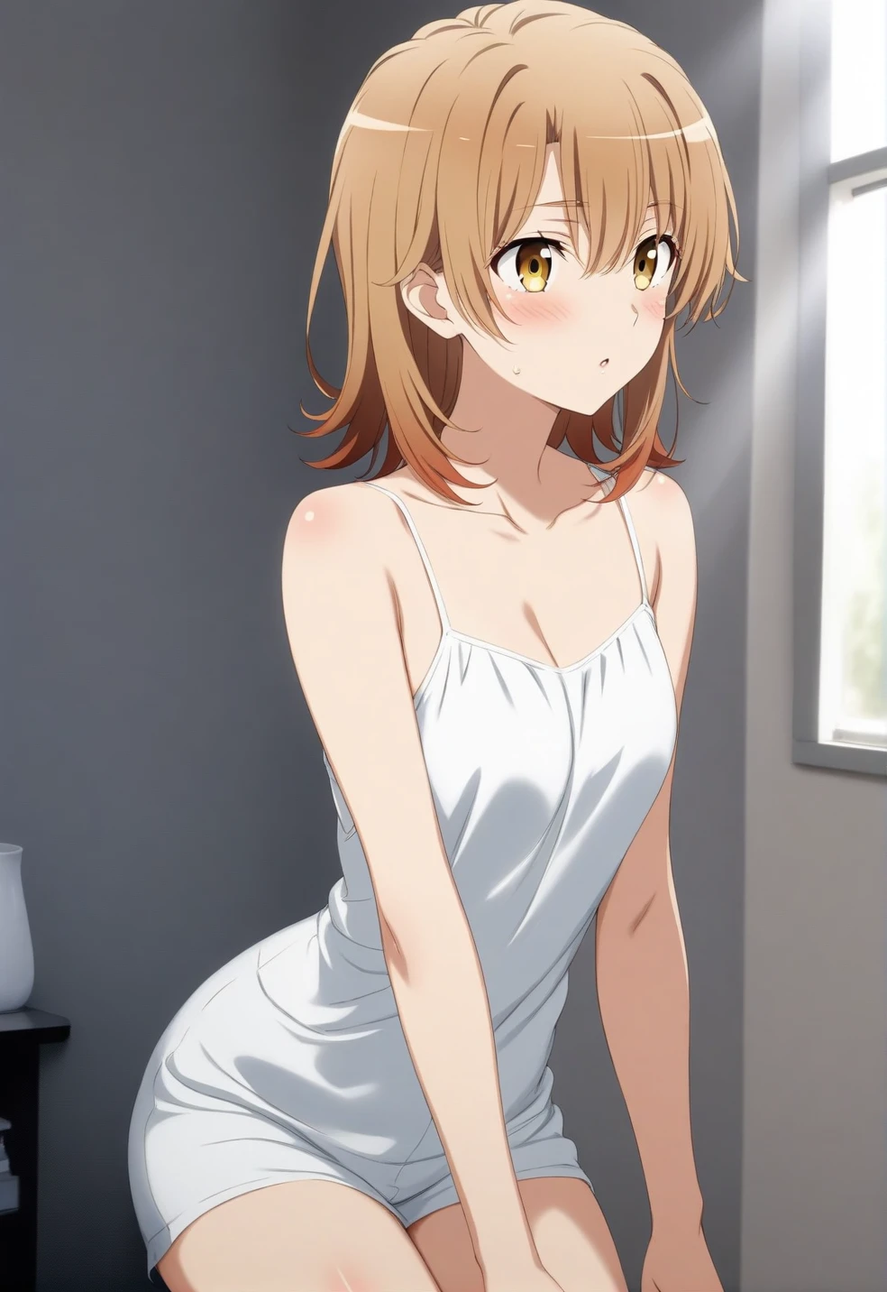 1girl, (isshiki iroha, yahari ore no seishun lovecome wa machigatteiru, brown hair, brown eyes), , thigh, perfect face, perfect anatomy, light rays, photo background, extremely delicate body, smooth skin, feminine expression, (cristal clear eyes, beautiful face), (anime style:0.8), highres, (artist m-da s-tarou:0.2), (best quality)