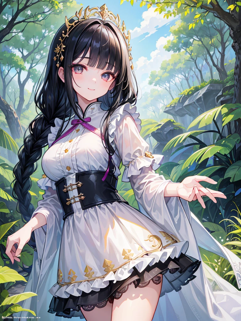 masterpiece, best quality, expressive eyes, perfect face, a man get transformed into a cute toddler princess, solo, surpriced, blushed, black hair, long hair, red baseball cap, brown eyes, full body, bare foot, in a forest, glitter, embarrassed pose, magic circle on the floor. cute dress, dress lift, cute underwear, ecchi, nsfw