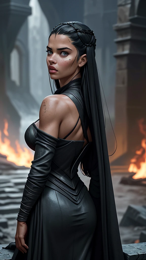 Foto hiperrealista de Adriana Lima em close, Create dystopian masterpieces, cena do filme Game of Thrones, toda a figura vestida no estilo Game of Thrones, looking back over her shoulder as she leans slightly forward, expondo seu cu aberto com esperma vazando dele, I&#39;m a medieval market square,  linda mulher, magrelo, medium breasts, cabelo preto curto com corte bob, rosto detalhado, Sorriso. Sorriso, facing the camera, photo taken from a distance, idade de 18 anos(peitos grandes) (peito grande) (chest fully exposed) ( naked and visible nipple) (peitos grandes) (peito grande) (chest fully exposed) ( naked and visible nipple) peitos grandes) (peito bem grande) (chest fully exposed) ( naked and visible nipple)